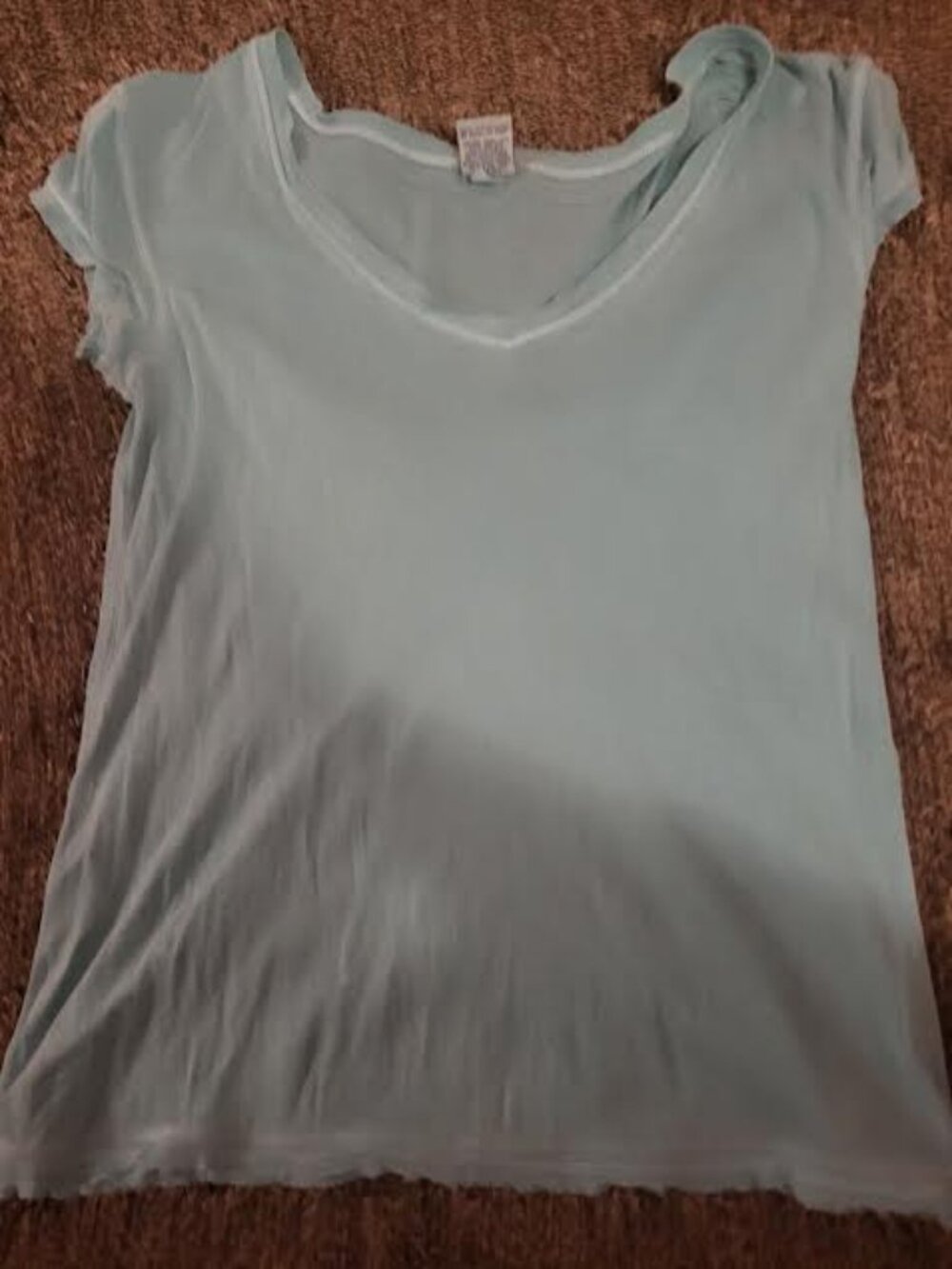 Womens Old Navy Light Blue Tiny Fit Sheer V-Neck Shirt Size L
